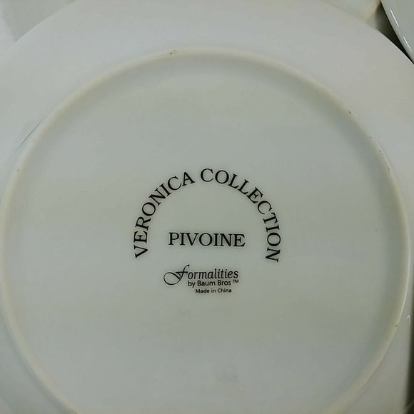 Decorative Plates Veronica Collection Formalites 2 Rose 1 Tulipe 1 Pivoine 8" - Picture 10 of 12